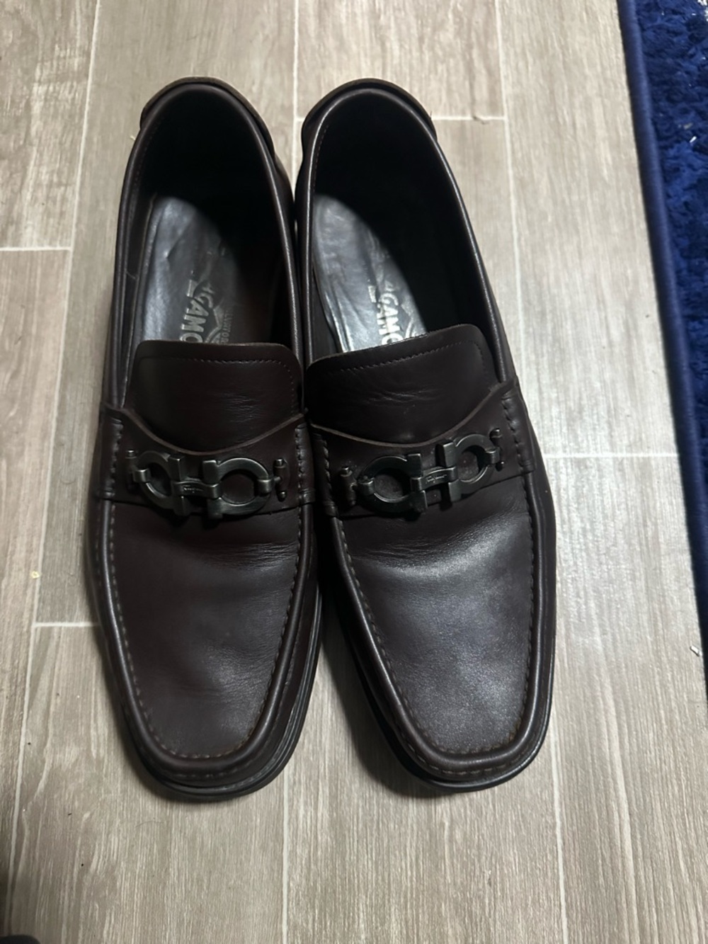Salvatore Ferragamo Dark Brown Leather Bit Loafers